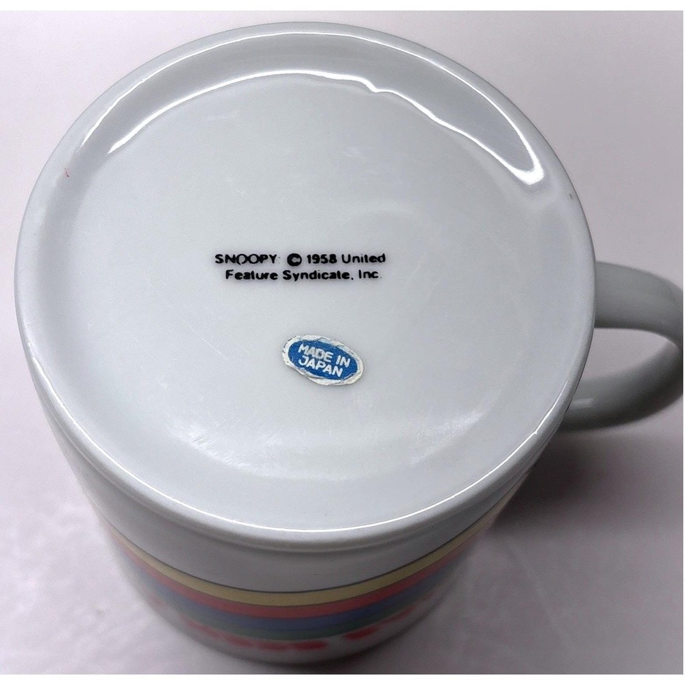 Vintage Snoopy Peanuts Rainbow Mug This Has Been A Happy Day Japan Ceramic 1958 - Picture 5 of 6